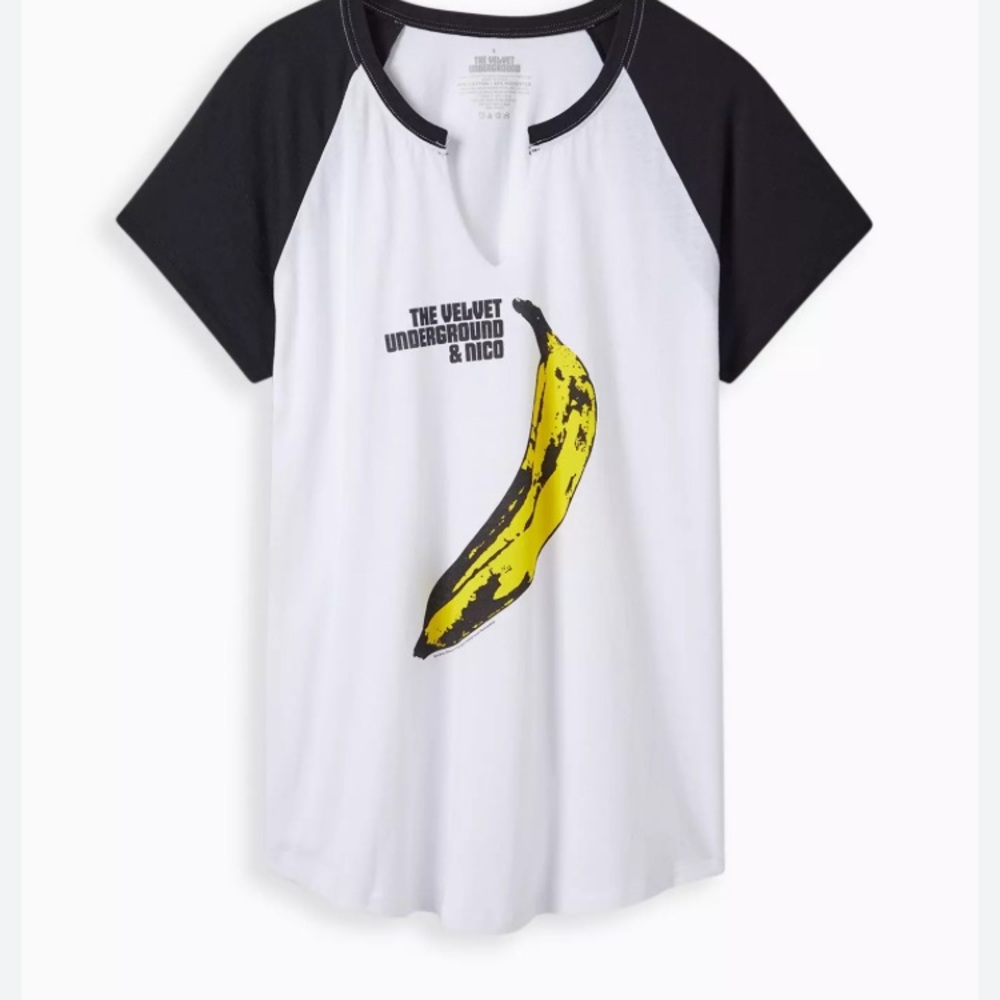 Torrid NWT Velvet Underground & Nico Split Neck Raglan T-Shirt - 1X
